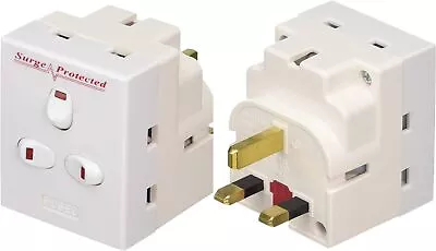 KAV 3 Way Plug Adapter UK Multi-Plug Switched Extension Surge Protected Socket • £8.85