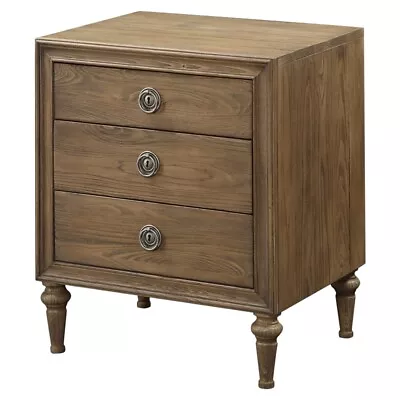 ACME Inverness Wood Nightstand With 3 Drawers In Reclaimed Oak • $269.53