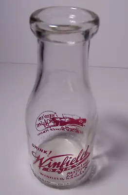 1940s WWII Winfield Kansas Dairy US Warplane War Bonds Graphic Pyro Milk Bottle • $69.99