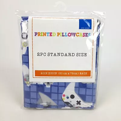 Printed Pillowcases Video Game Controllers 2 Pack 20x30  PlayStation Xbox Blue • $13.07