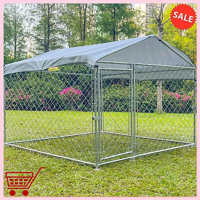 10 X 10FT Outdoor Pet Dog Kennel Metal Pet House Cage Backyard Cage W/ Cover • $189