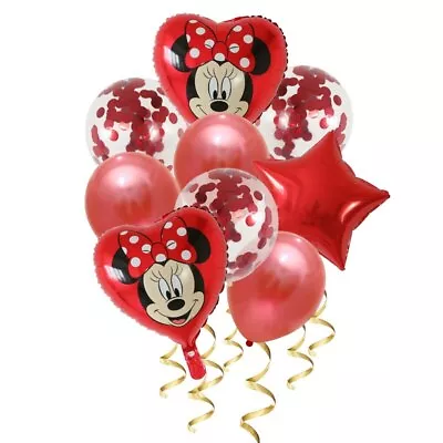 Balloon Set 9pcs Mikey Mouse Heart Balloons Kids Birthday Gift Party Decorations • £7.32