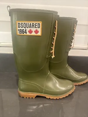 Dsquared2 Mens Rain Boots Green Sz 11 NWOT • $299