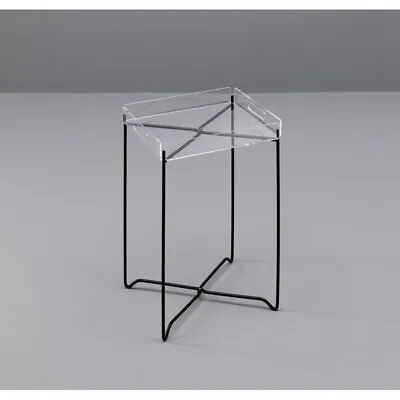 Desiam Lurmont Clear Acrylic Tray Table Coffee Side Table Foldable Metal Legs • £55.98