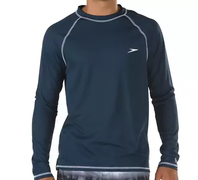 Men's Speedo Easy Long Sleeve Loose Fit Swim Tee Shirt Navy Blue Size XXL • $19