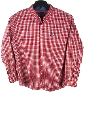 CHAPS  Easy Care Men's Shirt  XXL 2XL   Long Sleeve Red Casual Checked Shirt A35 • $3.75