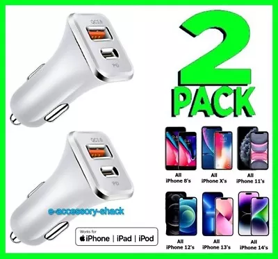 $9.97 • Buy 2 Pack Dual Port USB-C Fast Car Charger PD For Apple IPhone 14 13 12 11 Pro Max
