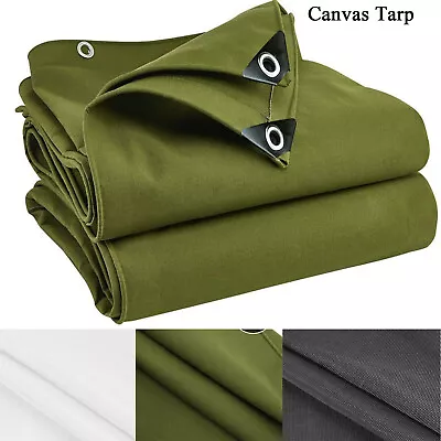 16oz Heavy Duty Canvas Tarp Thick Camping Garden Tarpaulin Cotton Shade Tent • $46