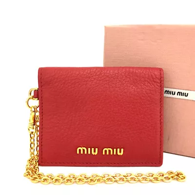 Unused MIU MIU Logo Leather Pass Card Case/9Y0674 • £45.84