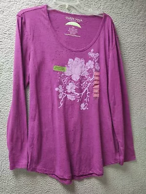 Earth Yoga Sustainable Organic Shirt Women 2XL Purple Floral Blouse Top NWT 0520 • $24.74