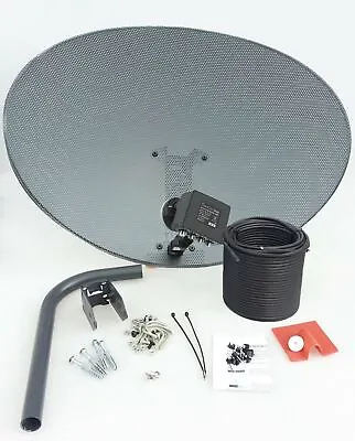 £42.99 • Buy Zone 2 Satellite Dish & Quad LNB + Full 20m Single Black Kit For Sky HD Freesat