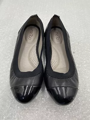 Me Too Size 7.5 Black Leather Upper Comfort Ballet Flat Slip On Women’s Shoes • $16