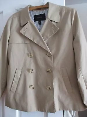 J. Crew Women's  Beige Tan Khaki Double Breasted Cropped Trench Size 8 • $12.99