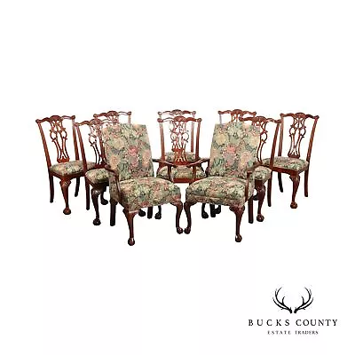 Chippendale Style 18th Cent. Mahogany Collection Set Of 10 Carved Dining Chairs • $2695