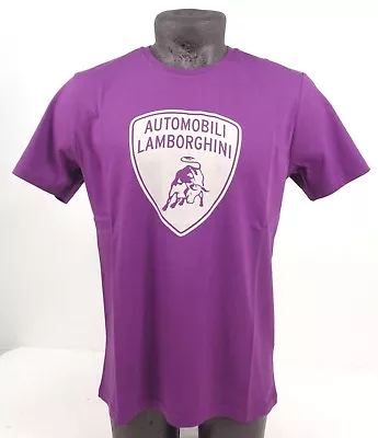 GENUINE Lamborghini Automobili Print SS Plum / Sand Cotton T-Shirt M-L D1 LT18 • £14.95