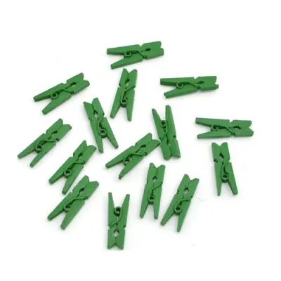 Small Plain Wooden Craft Pegs - Mini Clip Metal Spring 25mm • £5.79