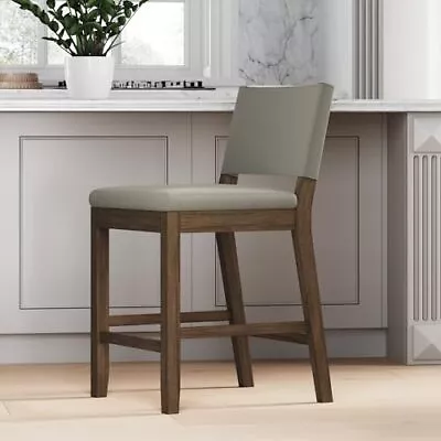 Nathan James Linus Modern Upholstered Counter Height Bar Stool Chair Grey/Brown • $100.25