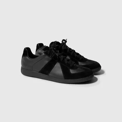 480$ Maison Martin Margiela Total Black Gat German Army Trainer Replica Sneakers • $375