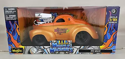 Maisto Muscle Machines 1941 Willys Coupe Wanna Race Orange 1:18 Diecast PKGDSTRS • $69.99