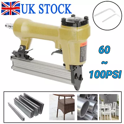 Heavy Duty Pneumatic Air Nailer Stapler Kit DIY Nail Gun Wrenches Staples Tool • £19.64