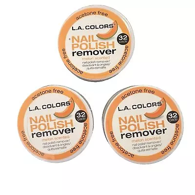L.A. Colors Nail Polish Remover 32 Pads Acetone Free  Melon Lot Of 3 New Sealed • $6