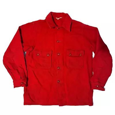 Vintage Official Boy Scouts Of America Red Wool Shirt Jacket - Medium • $21
