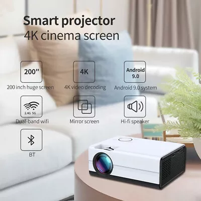 $148.99 • Buy 5G WiFi Bluetooth 4K/1080P Support Android Projector In/Outdoor HDMI Home Cinema
