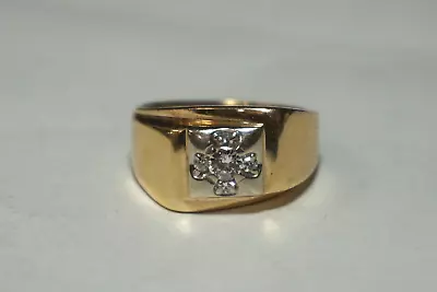 (RI4) 14k Yellow Gold Men's Ring (.38 CTW) Size 9.75 (7.4 Grams) • $750