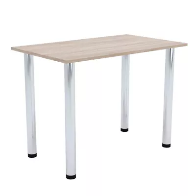 Dining Table Solid Oak Wood Kitchen Furniture Metal Legs Moder  • £68.95