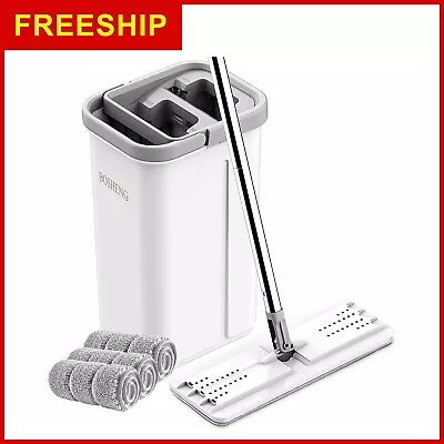 BOSHENG Mop And Bucket With Wringer Set Hands Free Flat Floor Mop And Bucket 3 • $45.99