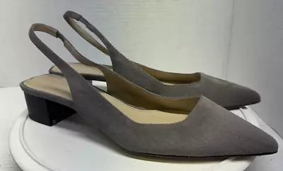 Theory Braxia Italy Women 10 41 Suede Leather Slingback Gray 1.25  Heels Shoes • $69.99