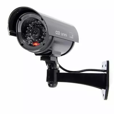 Dummy Outdoor Indoor Fake Imitation CCTV Security Camera W/Blinking Black Hidden • £8.49