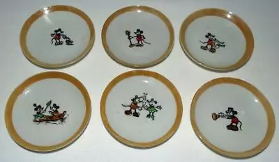 NM! DISNEY 1930's 6 PIECE  MICKEY MOUSE CHINA TEA SET LG. 3 3/4 DIAMETER SAUCERS • $39.99