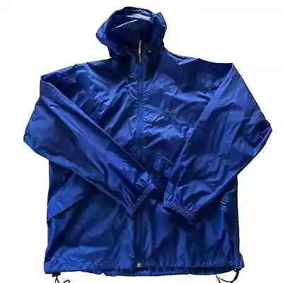 LODGE OUTFITTERS Mens Blue Packable Hooded Full Zip Lightweight Windbreaker | L • $9.09