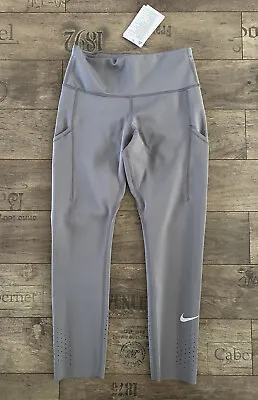 £45 • Buy Nike Epic Luxe Tight Fit Capri Crop Pocket Running 3/4 Tights Grey Cn8043-056 S