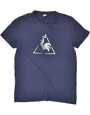 LE COQ SPORTIF Mens Graphic T-Shirt Top Medium Navy Blue Cotton AG02 • £14.12