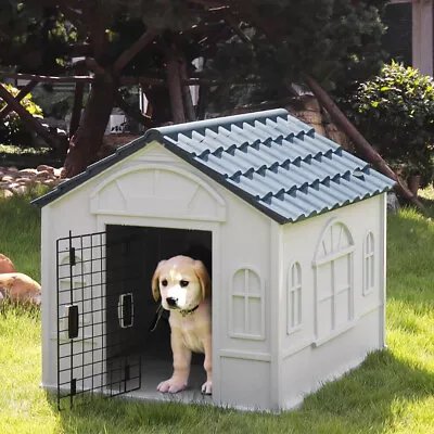 Villa Plastic Pet Kennel House Weatherproof For Indoor And Outdoor Pet Shelter • £65.95