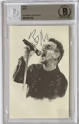 Bono U2 Signed Concert Picture Photograph Print BAS Beckett COA Autographed • $399.99