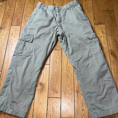 Men's 34/32 Wrangler Fleece Lined Khaki Cargo Work Outdoor Pants • $10