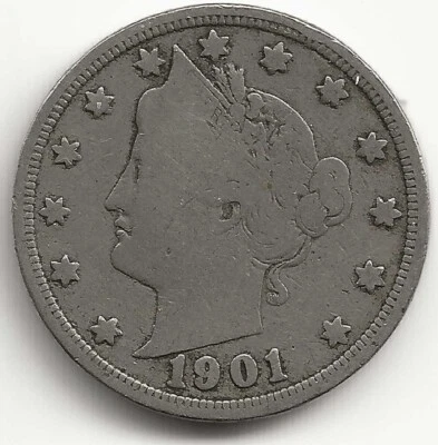 $0.25 • Buy 1901 Liberty V Nickel With Cents
