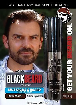 DARK BROWN Blackbeard For Men Mens Hair Colour Mascara Beard Moustache Eyebrows • £11.95