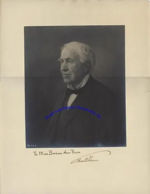 Thomas Edison Signed Oversized Photograph To Young Child • $3250