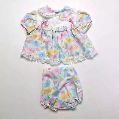 Vintage Cradle Togs Outfit Baby Girls Size 6-9m Floral Swing Top Bloomers • $22