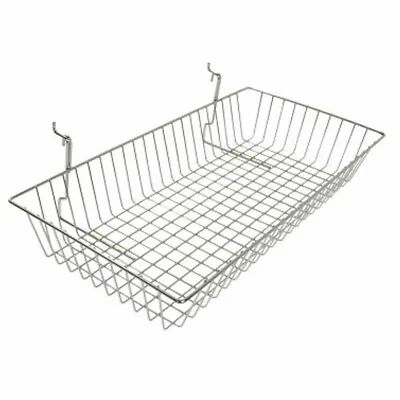 1 X NEW & UN-USED SLATWALL GRID MESH SHALLOW WIRE BASKET Size (24x 12x 4) Inches • £15.99