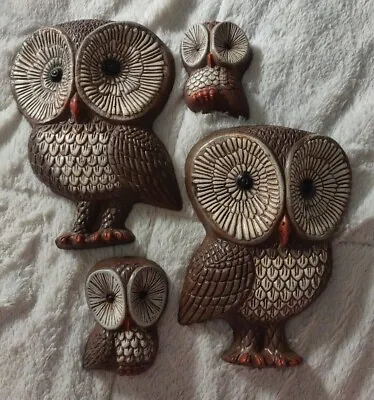 Wall Hangings Plaques Owls Set Of 4 1970s Vintage Home Decor Collectibles  • $24.99
