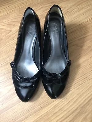 Ladies M And S Footglove Black Patent Shoes Size UK 7  • £9.95