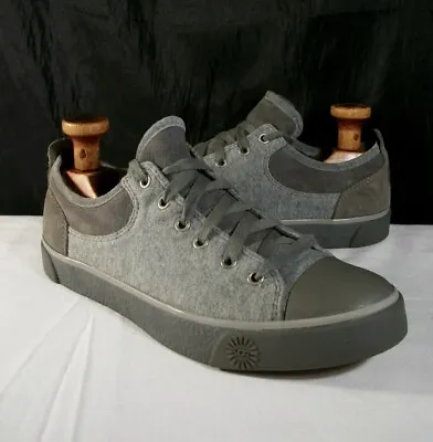 Ugg Evera Grey Sheepskin Suede Leather & Shearling Ox Low Sneakers 8m #1805 • $29.95