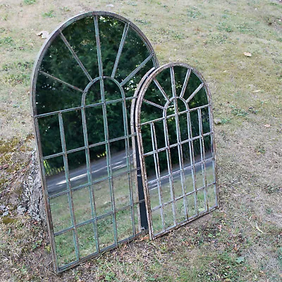 £58.99 • Buy Garden Wall Mirror Arched Aged Metal Rustic Leaner Indoor Outdoor Home Decor