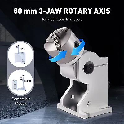 Secondhand Rotary Axis 80mm 3 Jaw Rotary Attachment For Fiber Laser Engraver • $189.99