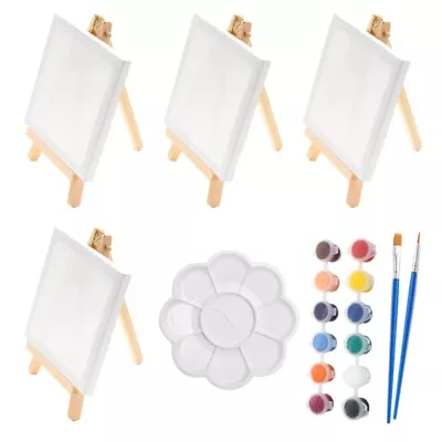 Small Easel Stands Painting Canvas Kit With Painting Brush Palette For For Kids • £10.50